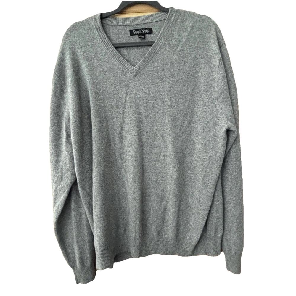Kenneth Robert’s Platinum Men’s XL 100% Cashmere Sweater Gray Cozycore Preppy